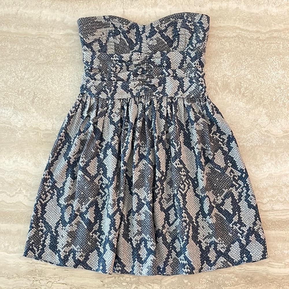 Parker Silk Fit & Flare Strapless Mini Dress